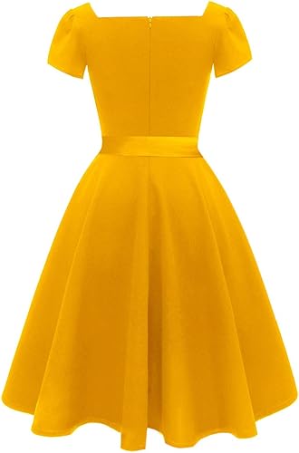 Miniatura 2 de Girstunm - Vestido para el té clásico, manga corta, con bolsillos, para mujer