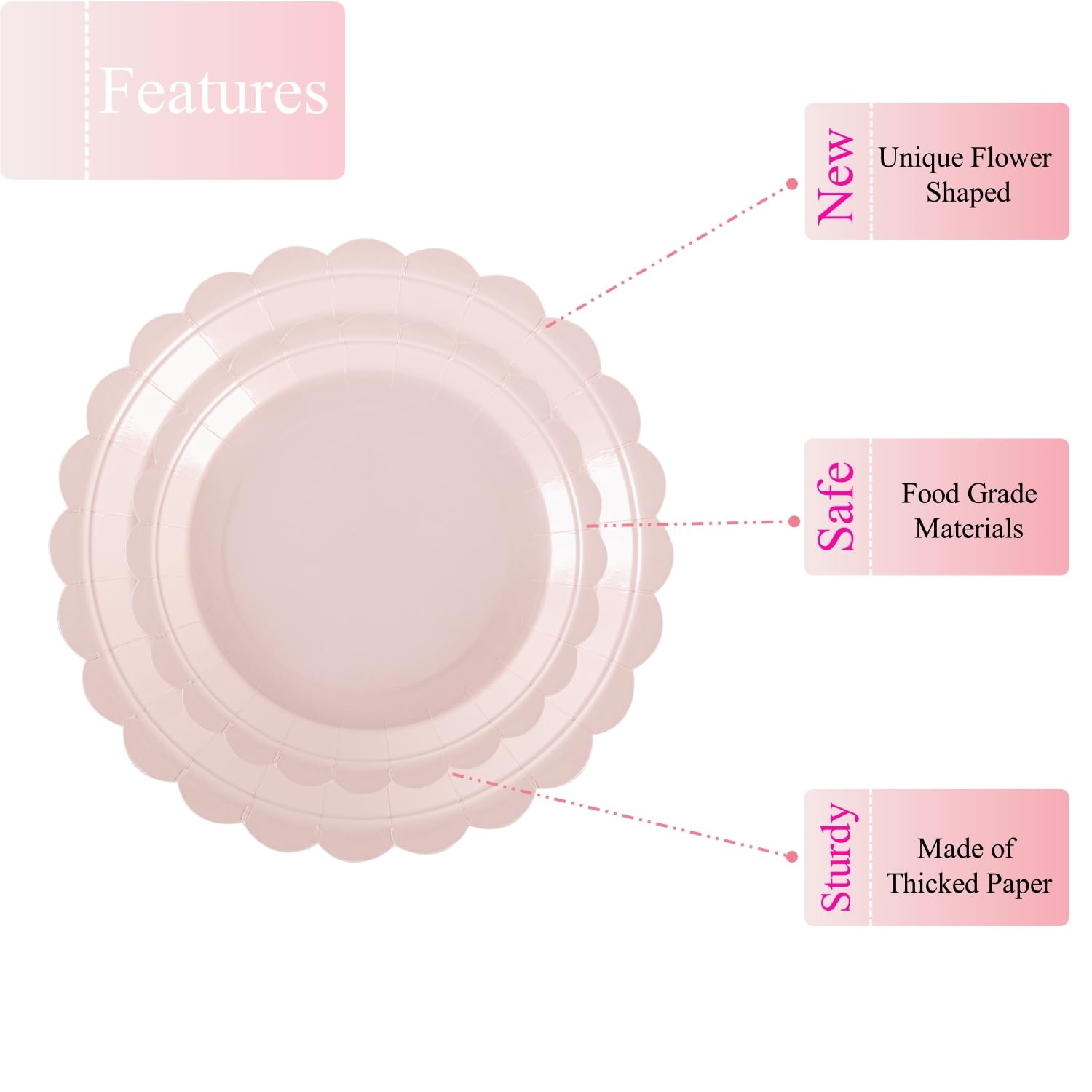 Piatti Di Carta Rosa E Viola A Sfumatura - Confezione Da 50 Per Feste Natalizie E Invernali