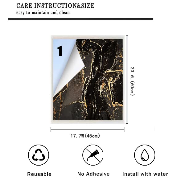 Vinilo Decorativo para Ventana Estampado Mármol Oro Negro 17.7x23.6 in miniatura 2