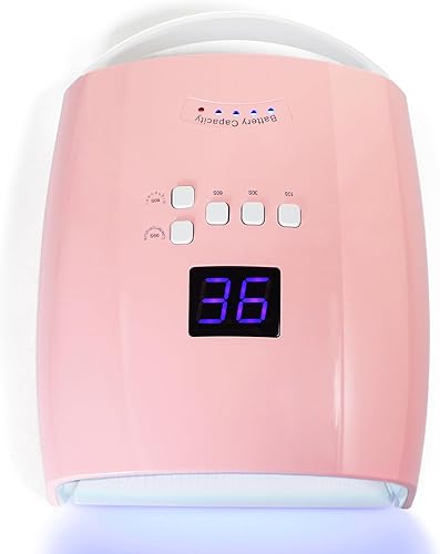 Miniatura 8 de Lámpara de uñas profesional recargable UV/LED de 48 W, secador de uñas de gel inalámbrico con sensor automático y pantalla digital, 4 ajustes