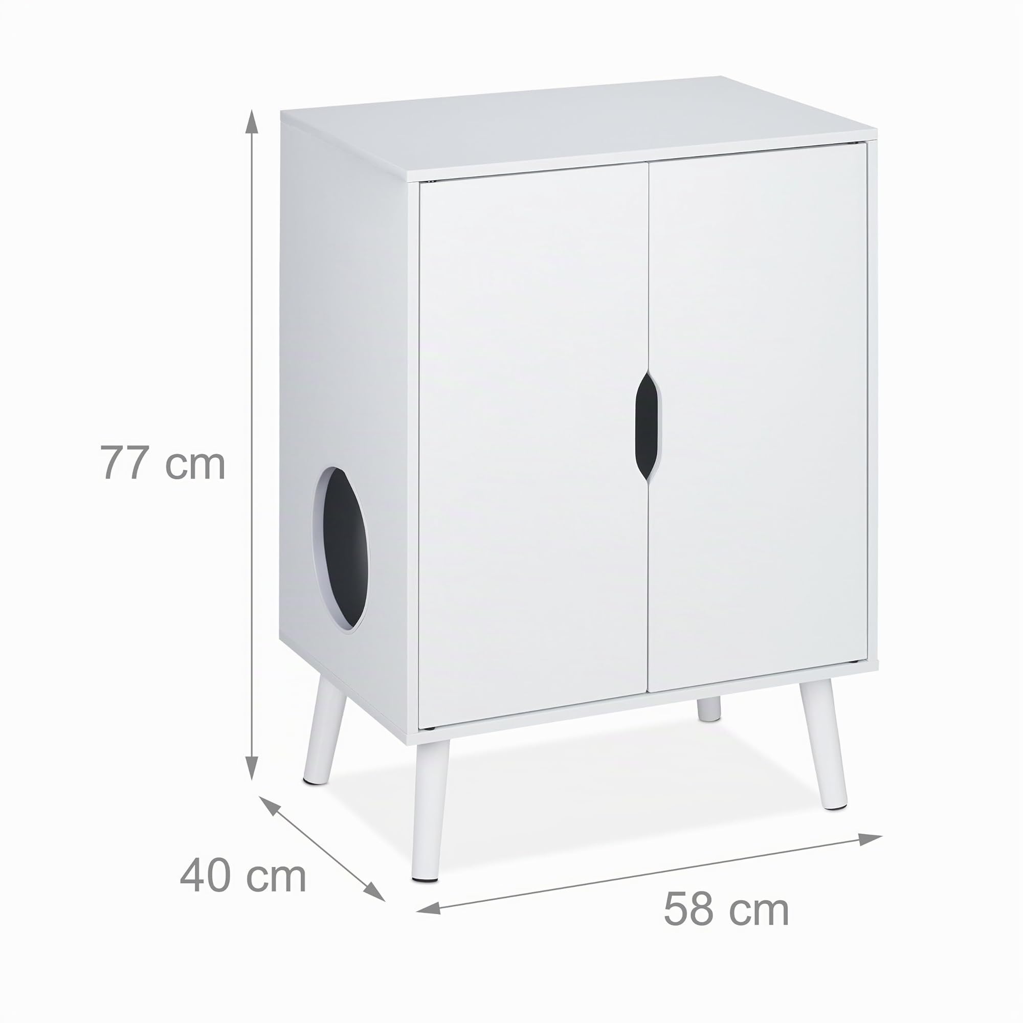Relaxdays Mobile da Lettiera Nascosta, Cuccia per Gatti, Mobiletto Lettino Gattini con Anta, HLP: 77x58x40 cm, Bianco
