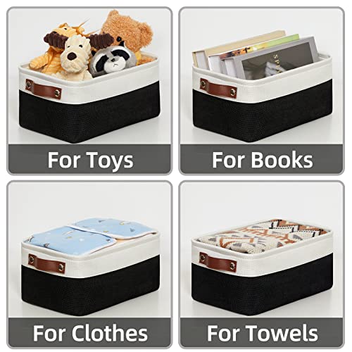 HNZIGE-Baskets-Small-Storage-Baskets-Fabric-Bins6-Pack-Decorative-Baskets-for-Shelves-Empty-Gift-Baskets-with-Leather-Handles-Foldable-Baskets-for-Organizing-BlackWhite118-x-78-x-51 HNZIGE Baskets Small Storage Baskets Fabric Bins6 Pack Decorative Baskets for Shelves Empty Gift Baskets with Leather Handles Foldable Baskets for Organizing BlackWhite118 x 78 x 51