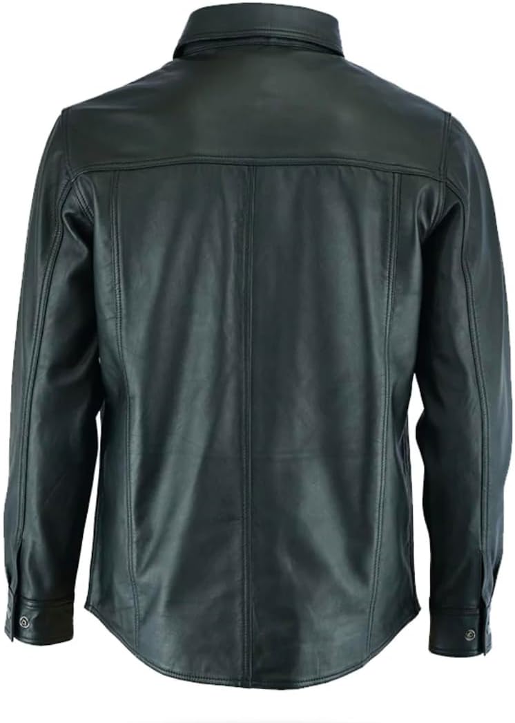 Men's Premium Ultra-Soft Sheepskin Leather Shirt Jacket – Lightweight, - Image 2