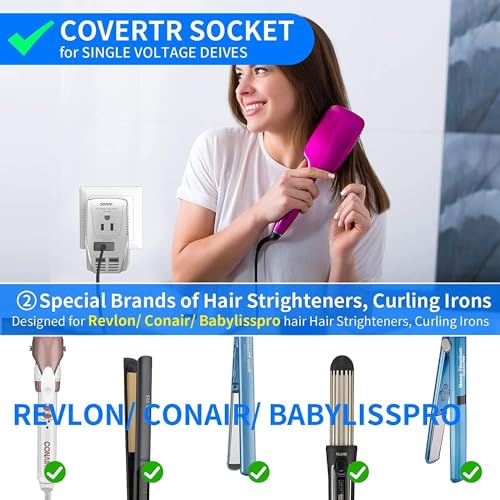 Image of 220V to 110V Converter, DOACE 2000W Travel Voltage Converter for Hair Dryer Straightener Curling Iron, 10A Power Adapter with 2 USB and EU /UK /AU /US Plugs for Charging Laptop Tablet Camera Cell Phone