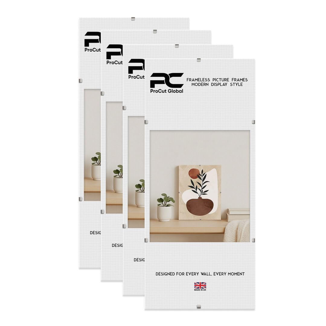 Procut Global 20x8" Frameless Clip Picture Frames For Photos - Pack of 4 — image 1