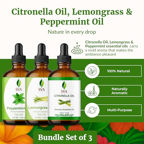 Aceites esenciales Citronela, Hierba limón y Menta 4 oz Pack miniatura 2