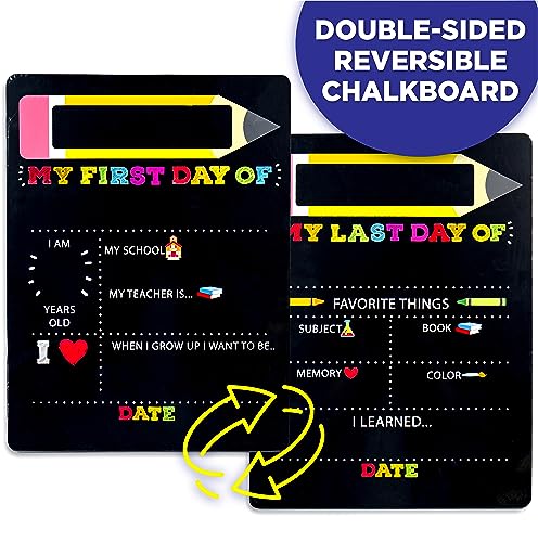 Horizon Group USA My First & Last Day of School Wooden Chalk Board, 12 X 16 Photo Prop Reusable Easy