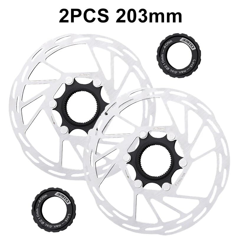 VGGBNG Bike Disc Brake Rotor,Rounded Brake disc, Disc Brake Bicycle Disc Brake Rotor 140mm/160mm/180mm/203mm Road Bike Disc Brake Rotor with Lock Ring Bike Brake Pads Brake Rotor 2pcs(160mm)
