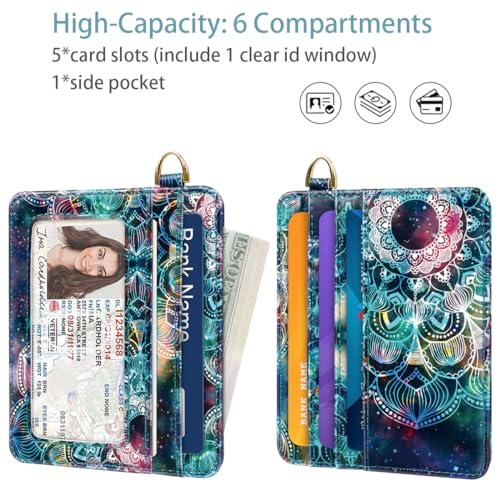 Image of Slim Minimalist Pocket Credit Card Holder Wallet Women | RFID Blocking Lightweight Thin Small Cute Card Cases, Mandala