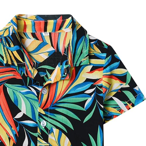 Boys Lapel Tropical Botanical Print Single Breasted Cardigan Beach Shirt Thermal Long Sleeve Boys (F, 6 Years)3