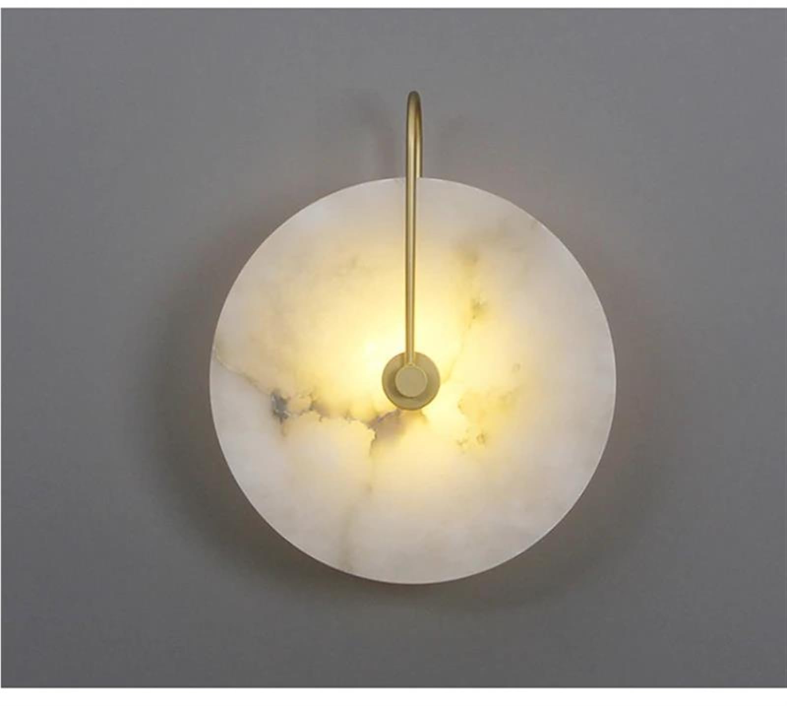 VDOQTLJT Wall Light Nordic Simple Marble Moon Sconces Fixture Indoor Lighting Home Bedroom Decor Modern Hotel Bedside Lamp Battery Lights(B Cold Light,25cm)