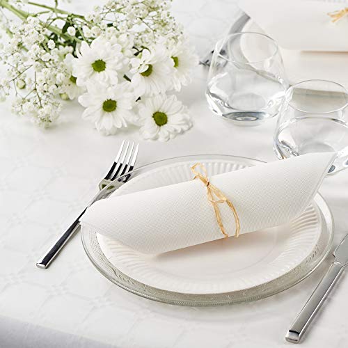Nappe en papier damassé blanc pour couvrir 250m de table sans risque de déchirure