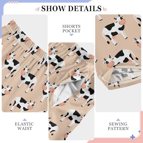 ZZXXB Cow Pattern Boys Long Pants Soft Trousers Elastic Waist Kids Lounge Bottoms with Pockets S-XL4