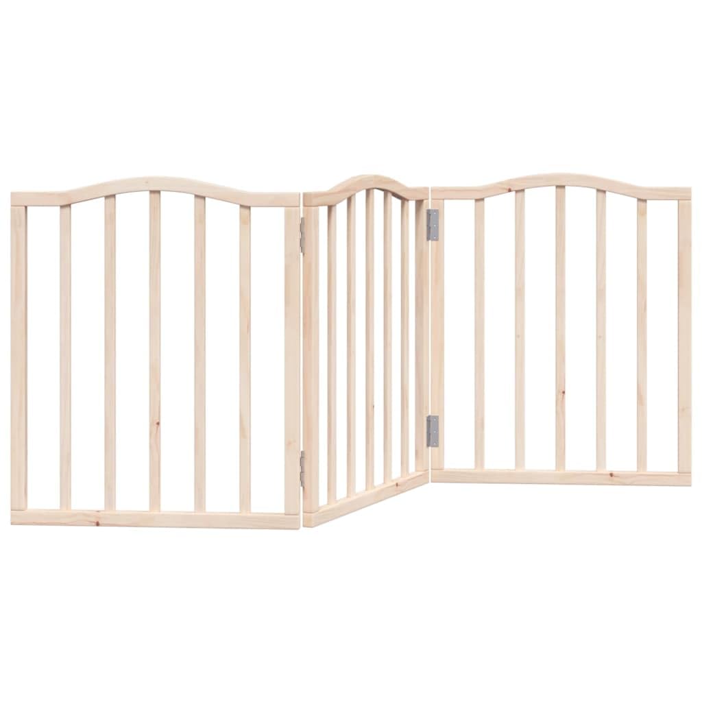 Puerta plegable para perros de madera de álamo de 3 piezas, 150 cm, independiente y compacta, valla segura para mascotas para interior y exterior, ideal para entrenamiento de cachorros y