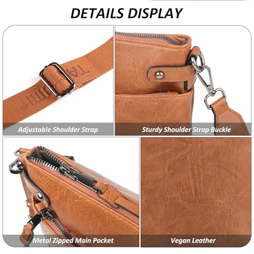 Image of TANTOMI Crossbody Bags for Women, Vegan Leather Hobo Purse for Travel, Shoulder Handbags with Adjustable Wide Strap