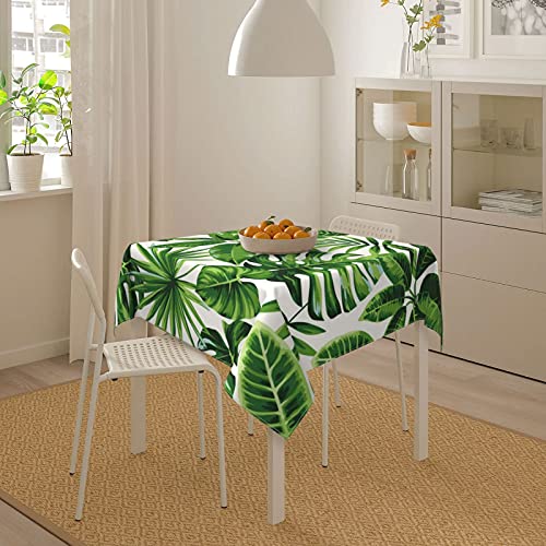 Fiephvsa Tablecloth Tropical Green Exotic Palm Leaves Waterproof Washable Square Tablecover For Dining Room Kitchen Decoration 54"X54" #TOP3