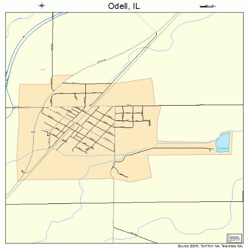 Large Street & Road Map of Odell, Illinois IL Printed poster size