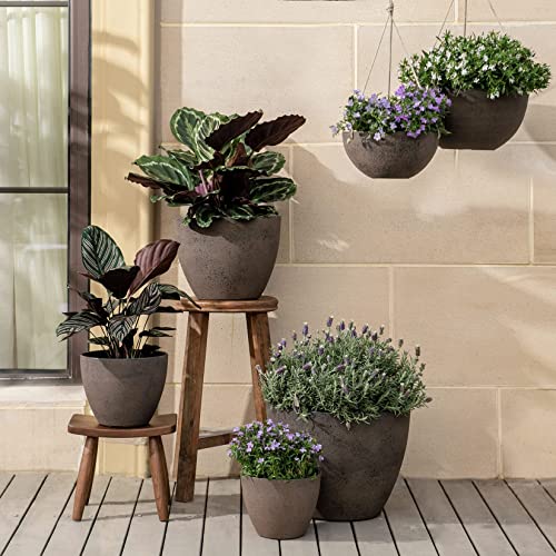 La Jolie Muse Large Hanging Planters - 13 Inch Flower Pots Outdoor Indoor, Hanging Garden Planters Set Of 2, New Iron Color #TOP6
