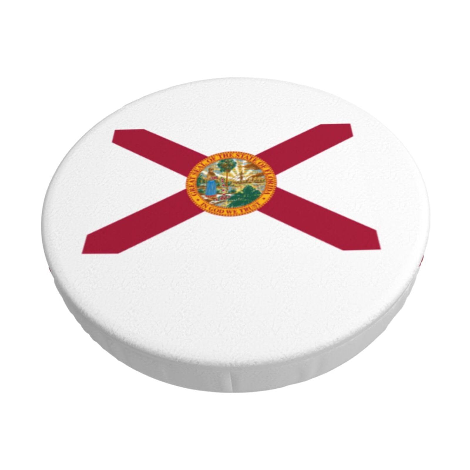 ACVnbm Flag Of Florida Print Round Bar Chair Cushion Cover, Elastic Chair Protector For Kitchen Bar Dining