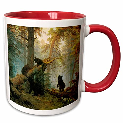 3dRose Vintage 1889 Bear Painting by Ivan Shishkin 11oz Two-Tone Red Mug