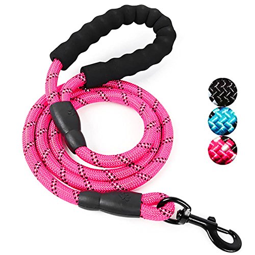 ADOGO Guinzaglio Rope Dog con Impugnatura Morbida Imbottita e Fili Riflettenti in Nylon Resistente Guinzaglio di Sicurezza 1,5 m Arrampicata Twist Rope Guinzaglio per Cani di Taglia Piccola
