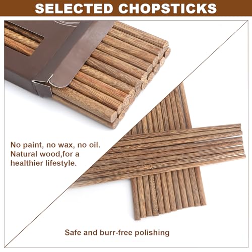 Essstäbchen Holz 10 Paar, Natürliches Chicken Wing Wood Ohne Lack & Wachs Mit Essstäbchen Halter Handpoliert & Splitterfrei Wiederverwendbare China Stäbchen für Zuhause Restaurant Sushi Nudeln