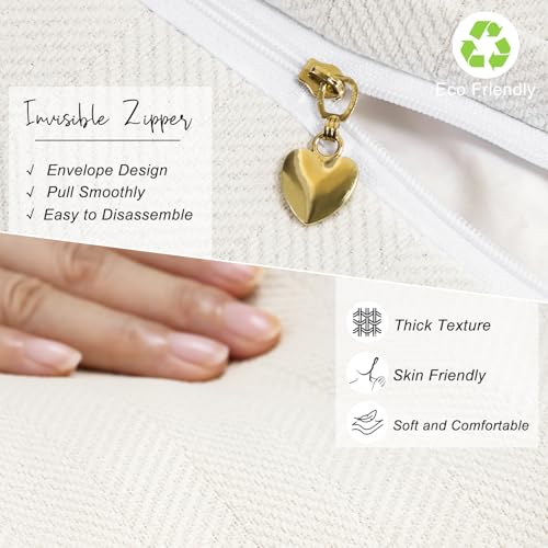 Image of ZWJD Cream Pillow Covers 22x22 Set of 2 Chenille Throw Pillow Covers with Elegant Design Soft and Luxurious Decorative Throw Pillows for Couch, Bed, and Home Decor