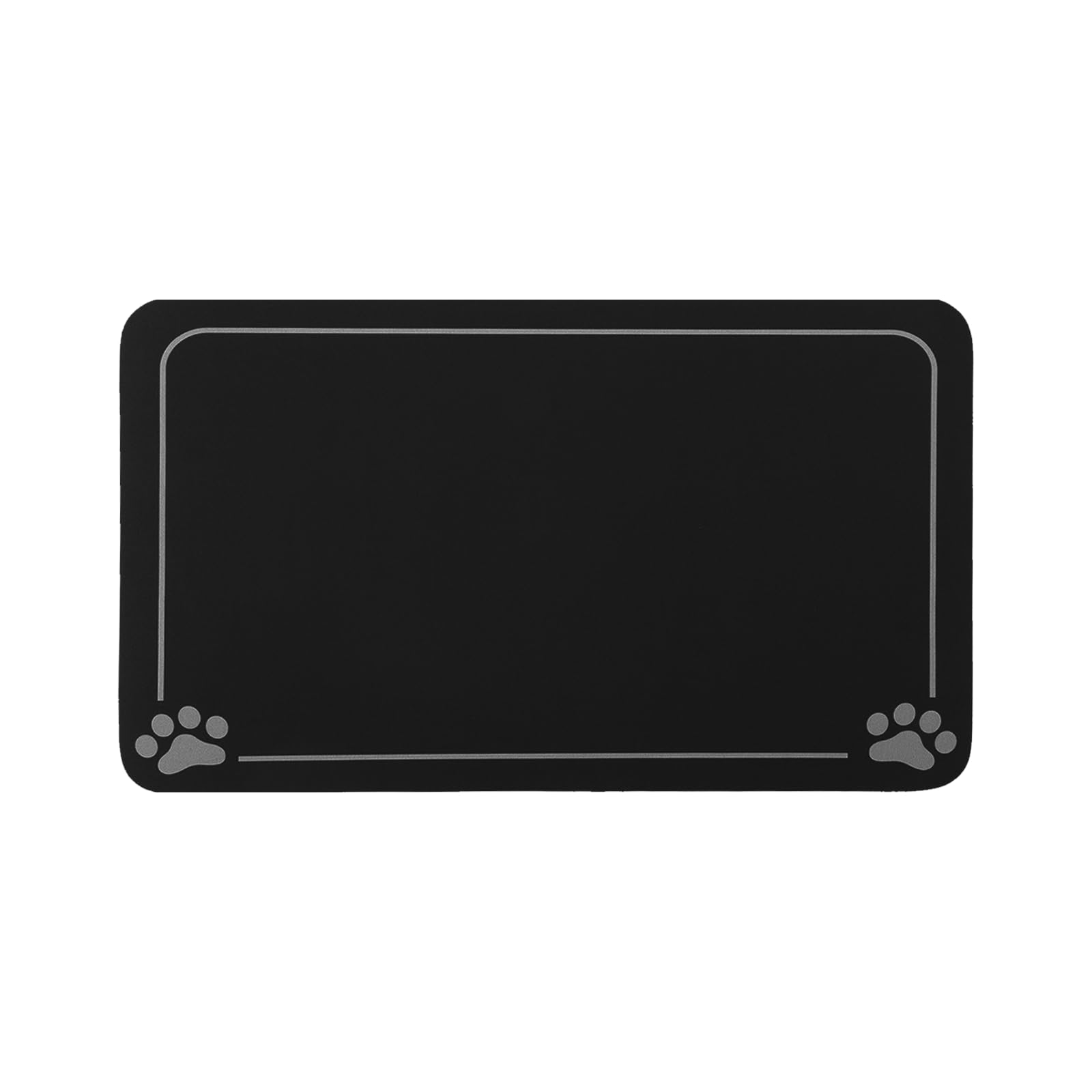 Tappetino per ciotola, tappetino per ciotola per cane e gatto, tappetino antiscivolo, assorbente, ad asciugatura rapida e facile da pulire (nero,40x60cm)