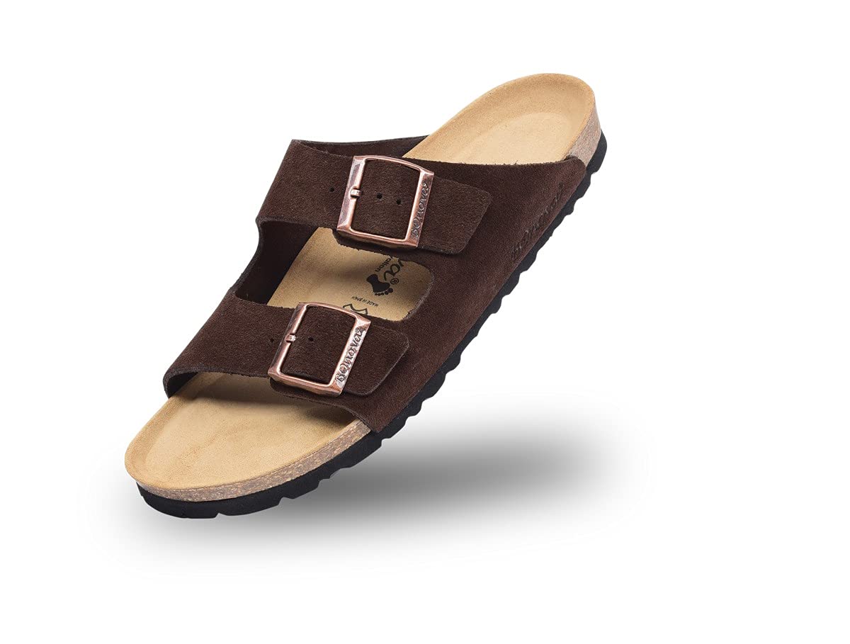 BOnova Schwanberg Velours-Leder. Echtleder Pantolette für Damen und Herren in 6 Farben. Hochwertiger Wildlederschuh mit erstklassigem Fußbett