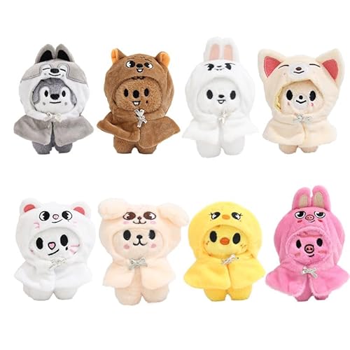 SKZ Plush Cloak Clothes 3.9-inch SK-ZOO Plush Keychain, Cloak Detachable, Soft and Cute, Suitable for Fans (8 PCS)