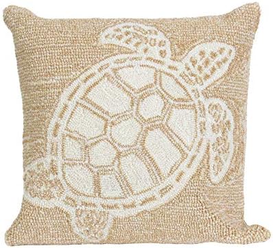 Liora Manne Frontporch Indoor/Outdoor Pillow, 18" Square, Turtle Neutral