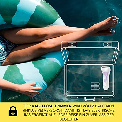 Carrera Classic Damenrasierer batteriebetrieben, Nass-Trockenrasur, Edelstahlklinge, 2 Langhaarschneider, Aufbewahrung - Image 7