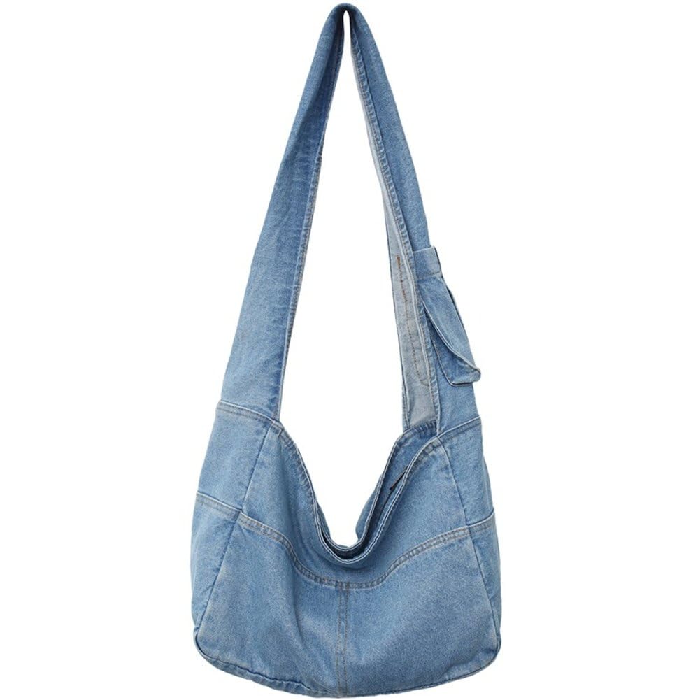 Cabas en denim pour femme grand format avec fermeture éclair