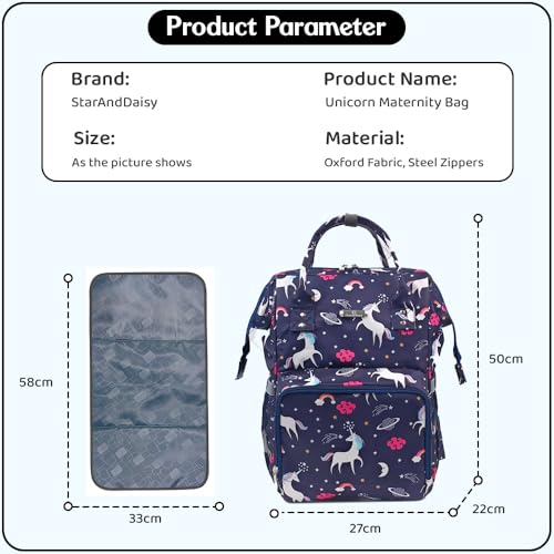 Image of StarAndDaisy Baby Bag for Mother Travel /Diaper Bag for Mothers for Travel with Changing Sheet /Diaper Bags for Mom with Multiple Pockets with 3 Double Insulated Bottle Holders (Blue)