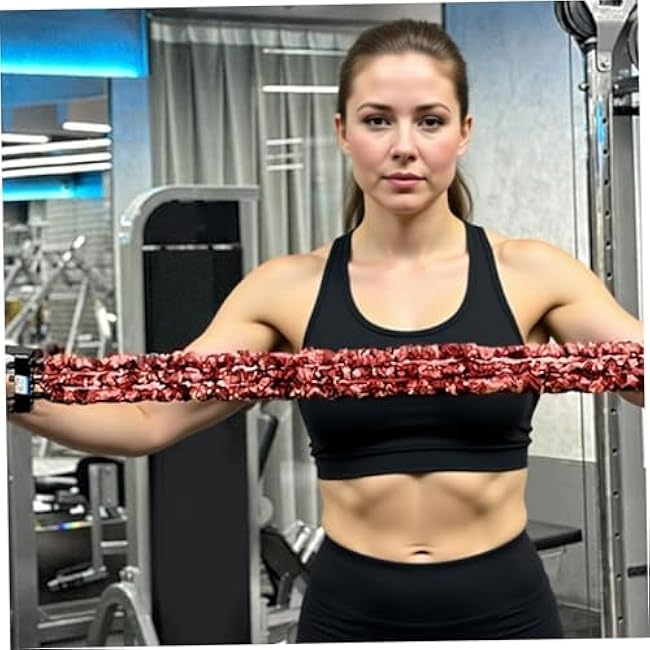 Chest Expander, 25.6 Inch Natural Latex 3-Hole Resistance Bands with Handles Adjustable Shoulder Stretcher for Men Women Fit