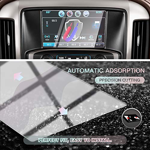 Image of CDEFG for 2014-2020 2021 Silverado 1500HD 2500HD 3500HD MyLink Car Navigation Touch Screen Protector, HD Clear TEMPERED GLASS 9H Scratch Resistance (8 Inch)