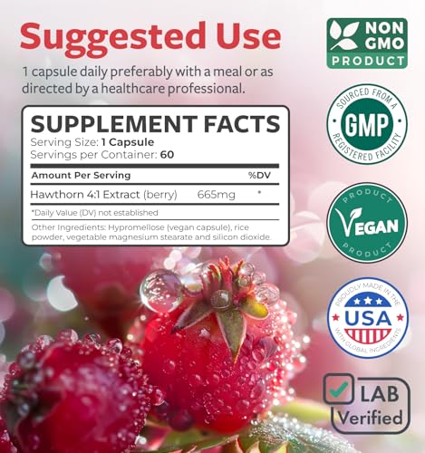 Healths Harmony 850006500871 Super Potent Hawthorn Berry Extract Capsules - Hawthorn Berry Supplement Made From Extra Strength Concentrate To Support Heart And Digestive Health thumb #4