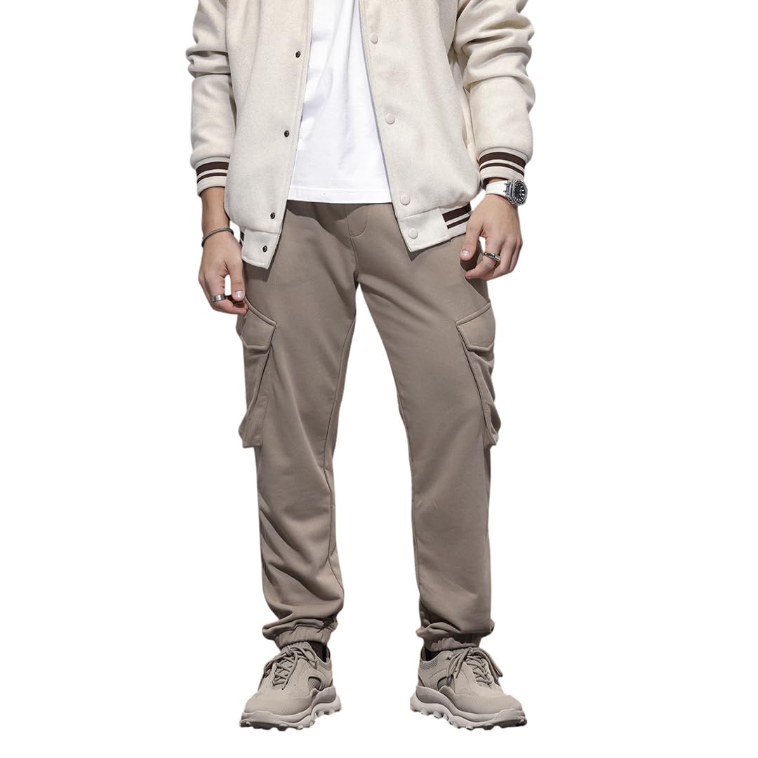 WROGN Men's Cotton Blend Fleece Joggers | Elasticated Waistband | Relaxed Fit-picture-38