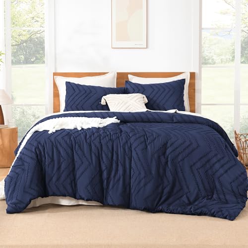 Image of Litanika 3 Pcs Navy Blue Boho Oversized Super King Bedding Comforter Set
