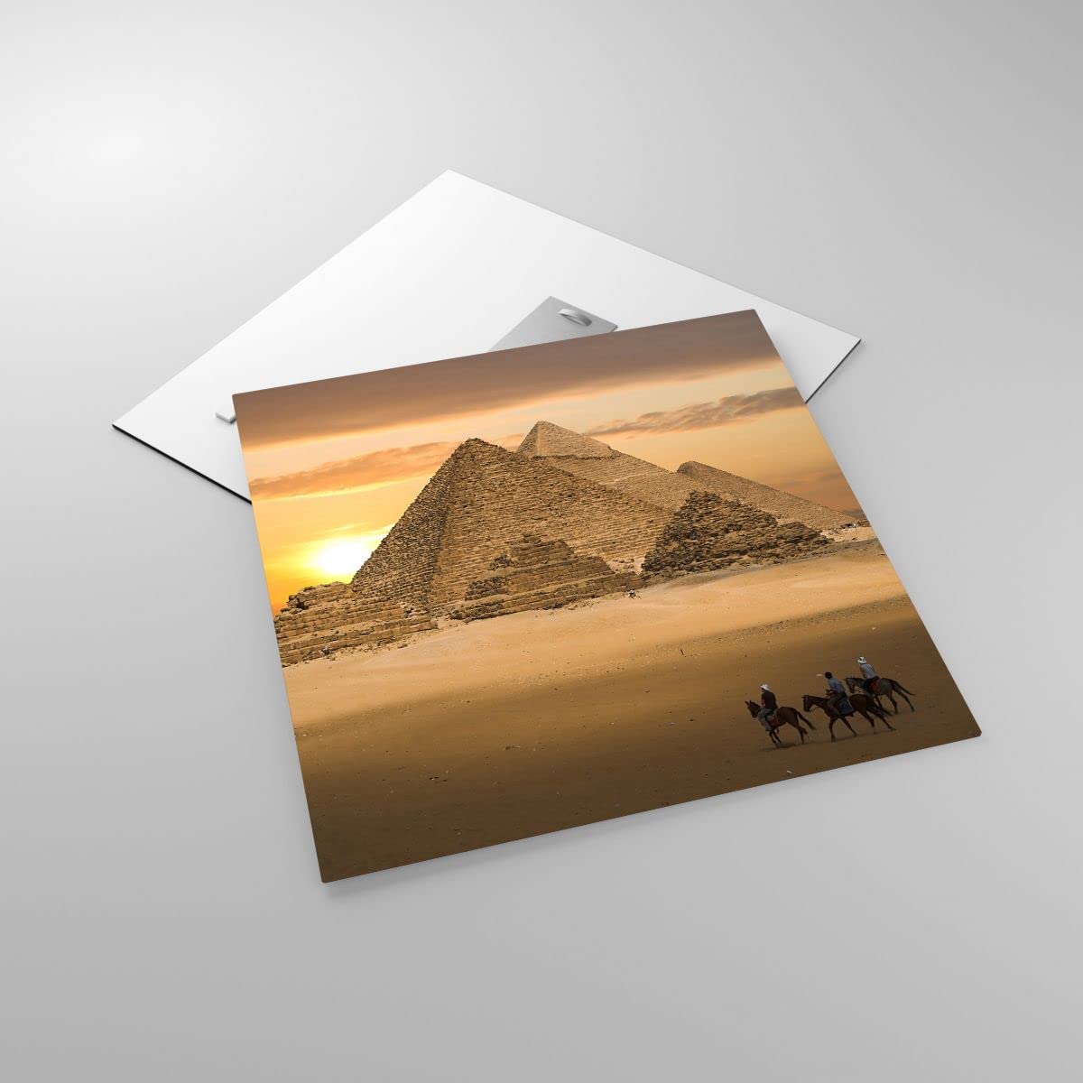Deco Cadre Décoration Salon Pyramide Désert Sable Moderne Impression Sur Toile 150x50cm Image Tableau Decoration Murale Chambre Triptyque 3 Parties Art Wall Tableaux Decoratifs Muraux CA150x50-0211
