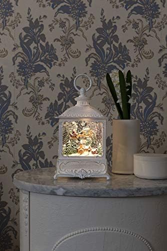 Konstsmide Christmas Decorations LED Snow Globe Lantern Santa in a Sleigh with Reindeers Scene/Indoor, 5 Hour Timer/Battery Operated: 3xAA 1.5V (excl.)/Christmas Lantern 1 Warm White Diodes