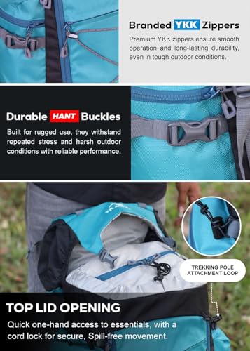 TRAWOC Peakpro 75L Blue Hiking Backpack SHAMROCK - Image 3