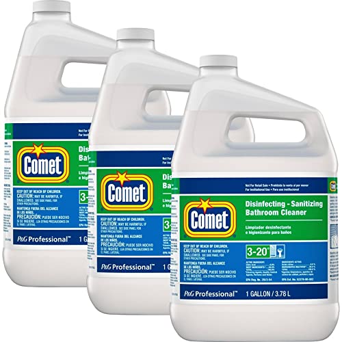Hospital Grade Disinfecting Bathroom Sanitizer By Comet Professional, Multi-Purpose Liquid Cleaner Wipes Up Pathogens, Ready To Use Bulk Refill For Commercial Use, 1 Gal. (Case Of 3) #TOP30