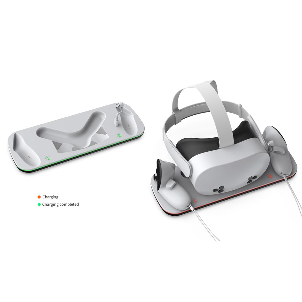 Station d'accueil pour Meta Quest 3S, Station de Charge magnétique pour Quest 3S VR, Charge Rapide pour Le Casque et Les contrôleurs, avec 2 Batteries Rechargeables.