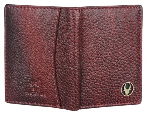 Image of WildHorn RFID Protected Genuine Leather Wallet for Men I 4 Card Slots I 2 Slip Pockets I 1 Currency Compartment (Maroon)