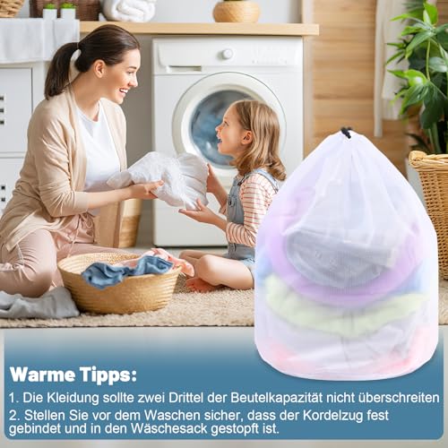 Dntorx 2 Stück Wäschenetz für Waschmaschine, 60 x 80 cm Wäschesack Waschmaschine Wäschebeutel mit Kordelzug Laundry Bag für Hemden Pullover Mäntel Jeans Unterwäsche Wohndecke