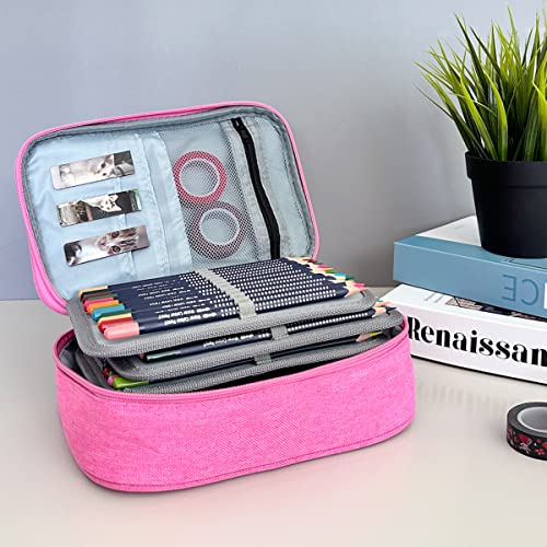 Image of allydrew Large Capacity 72 Slot Pencil Case for Colored Pencils, Stationery Pouch, Pink