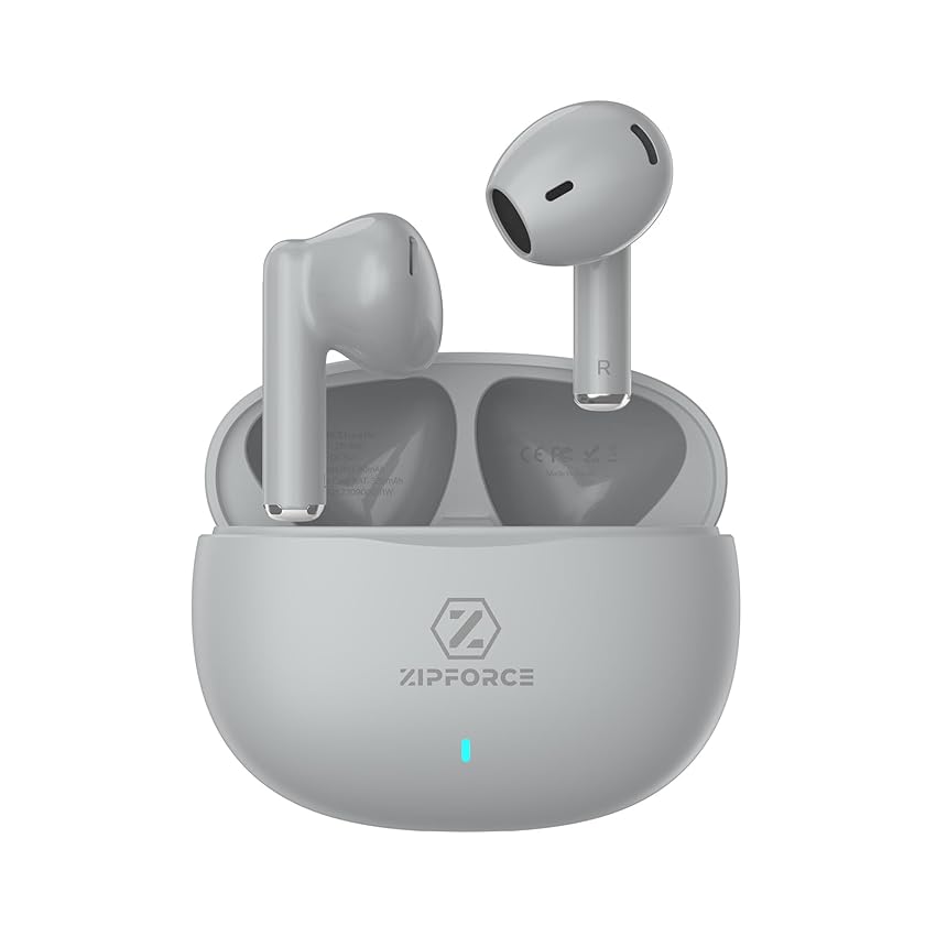ZIPFORCE Auricolari True Wireless, Cuffie intrauricolari Bluetooth 5.3 4 microfoni ENC Chiamata chiara, Touch Control 40 tempi di riproduzione, TWS impermeabile IPX5, Auricolari leggeri