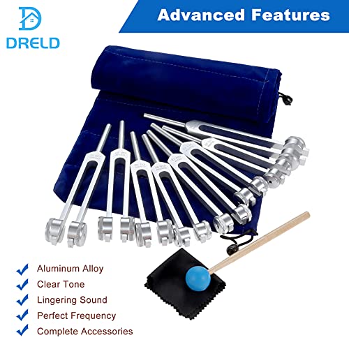 Chakra Tuning Forks Set, Tuning Forks Of 8, 7 Chakra + 1 Soul Purpose Weighted Tuning Forks For Dna Healing, Sound Therapy, Yoga, Meditation With Silicone Hammer, Bag, Cleaning Cloth #TOP1