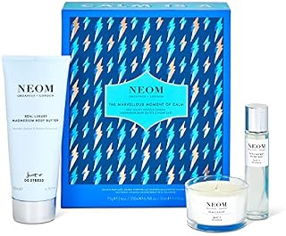 NEOM- The Marvellous Moment of Calm Gift Set | Real Luxury Magnesium Body Butter 200ml, Real Luxury Room Mist, 30ml & Real Luxury Travel Candle, 75g | Lavender, Jasmine & Brazilian Rosewood |